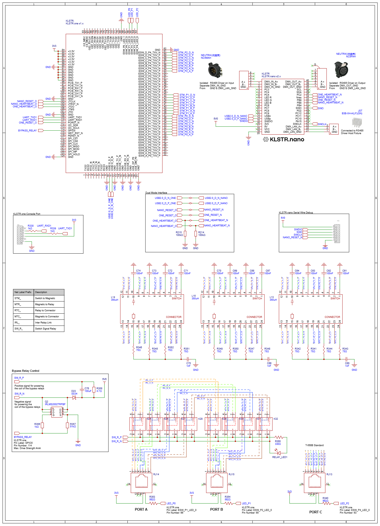 Dual mode connection schematic — KLSTR.one and KLSTR.nano wiring